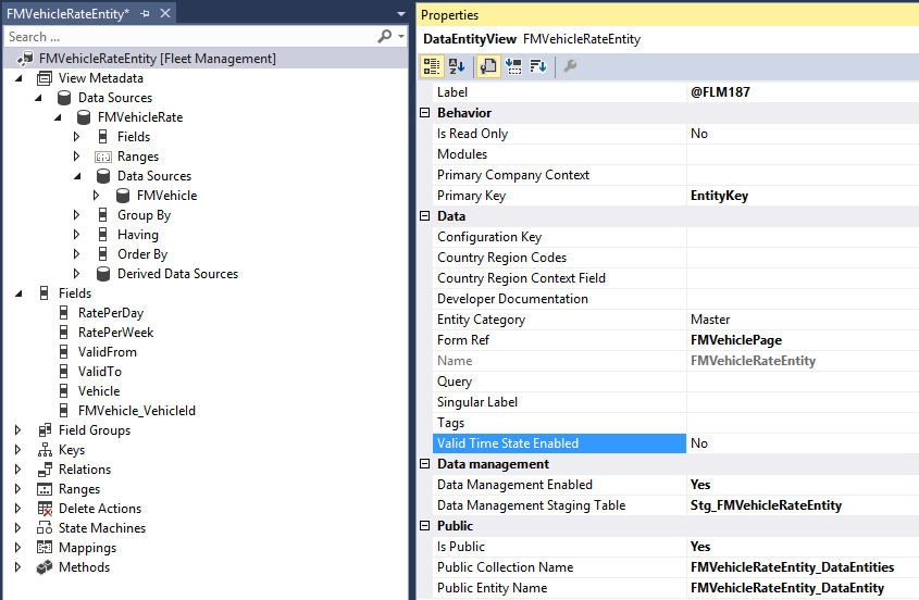 Designer for the FMVehicleRateEntity entity.