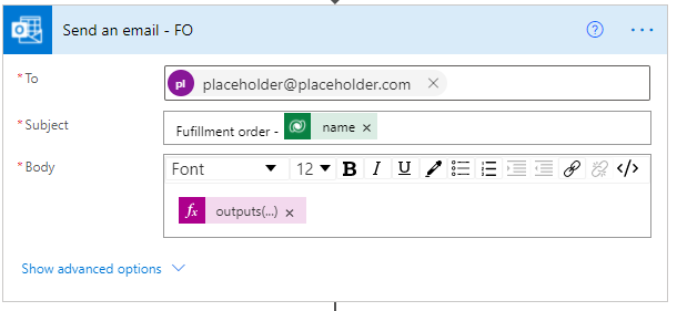 Send an email action