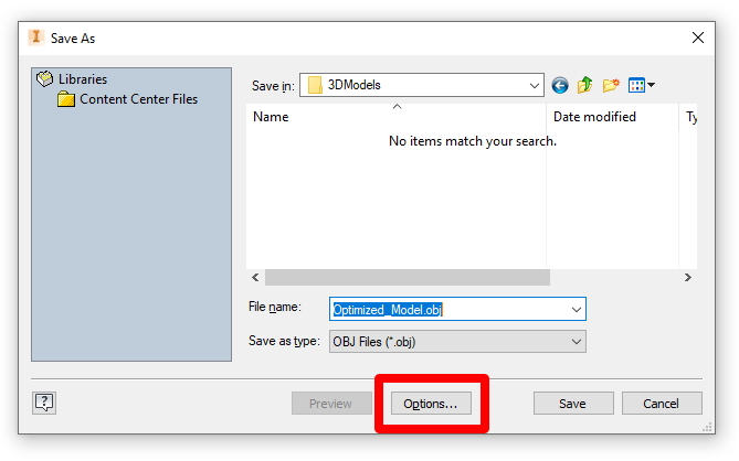 Options button Options button.