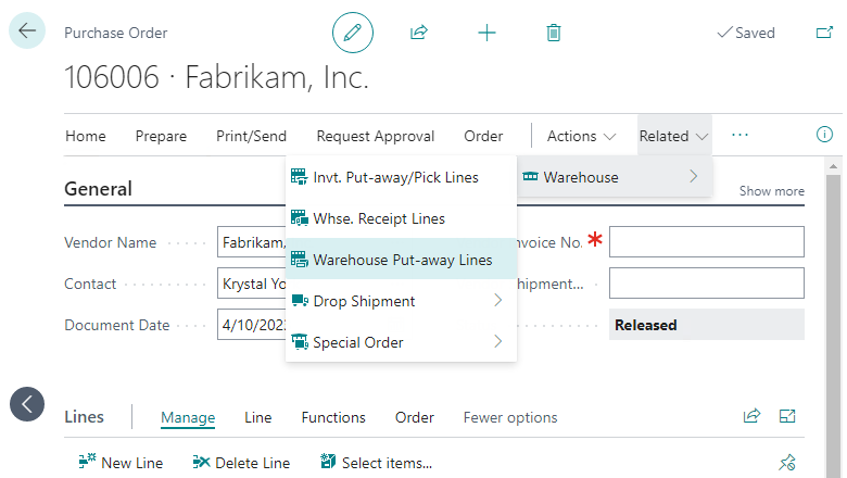 Put-Away Lines Put-Away Lines