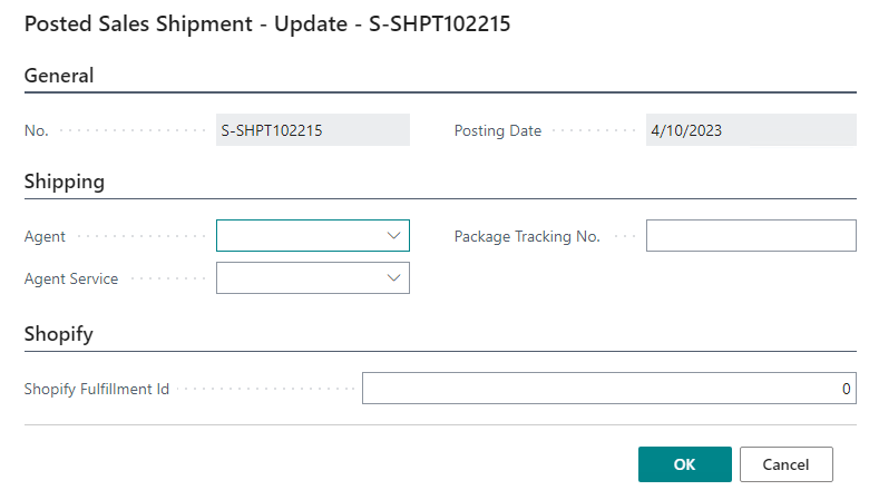 Posted Sales Shipment - Update Posted Sales Shipment - Update