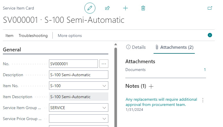 Service Item Service Item
