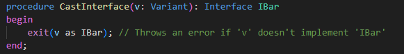 Example of casting a variant to a specific interface. Example of casting a variant to a specific interface.
