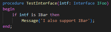 Example of testing if a given instance of an interface supports a specific interface Example of testing if a given instance of an interface supports a specific interface
