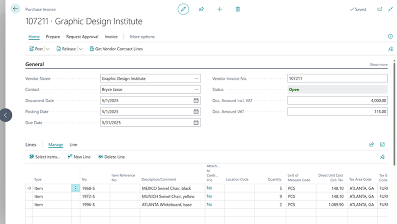 Check the purchase invoice totals Check the purchase invoice totals