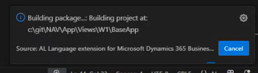 Example of canceling the build of an extension in Visual Studio Code