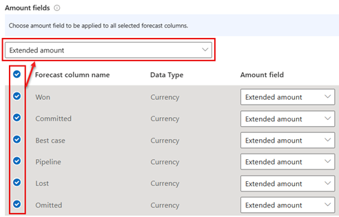 Apply same account field to multiple columns