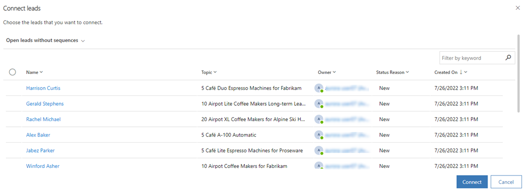 List of available lead records List of available lead records