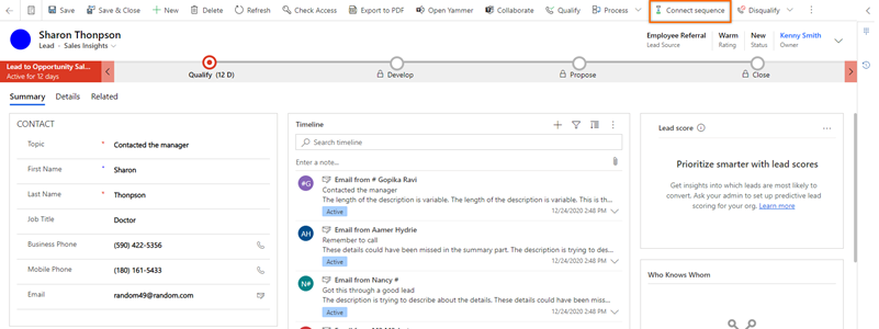 Open a lead to connect the sequence to Open a lead to connect the sequence to