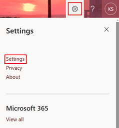 Select Settings option
