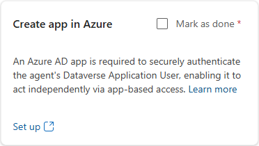 Screenshot of selecting set up in the create app in Azure section.