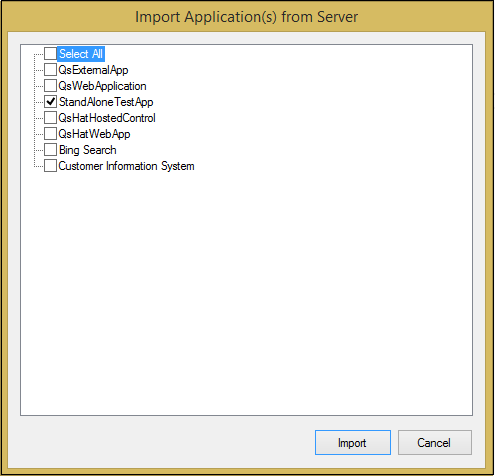 Screenshot of import list Screenshot of import list.