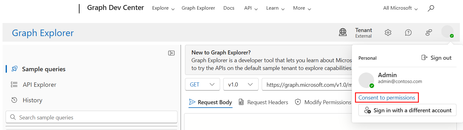 Screenshot showing consent to permissions.