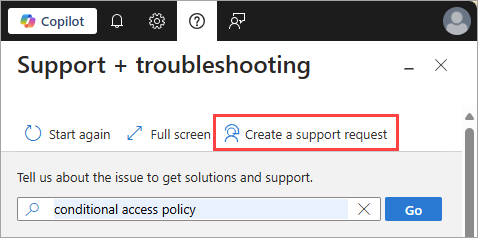 Screenshot of the new support request button in the help icon.