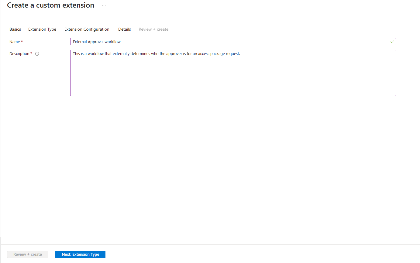 Screenshot of custom extension basics.