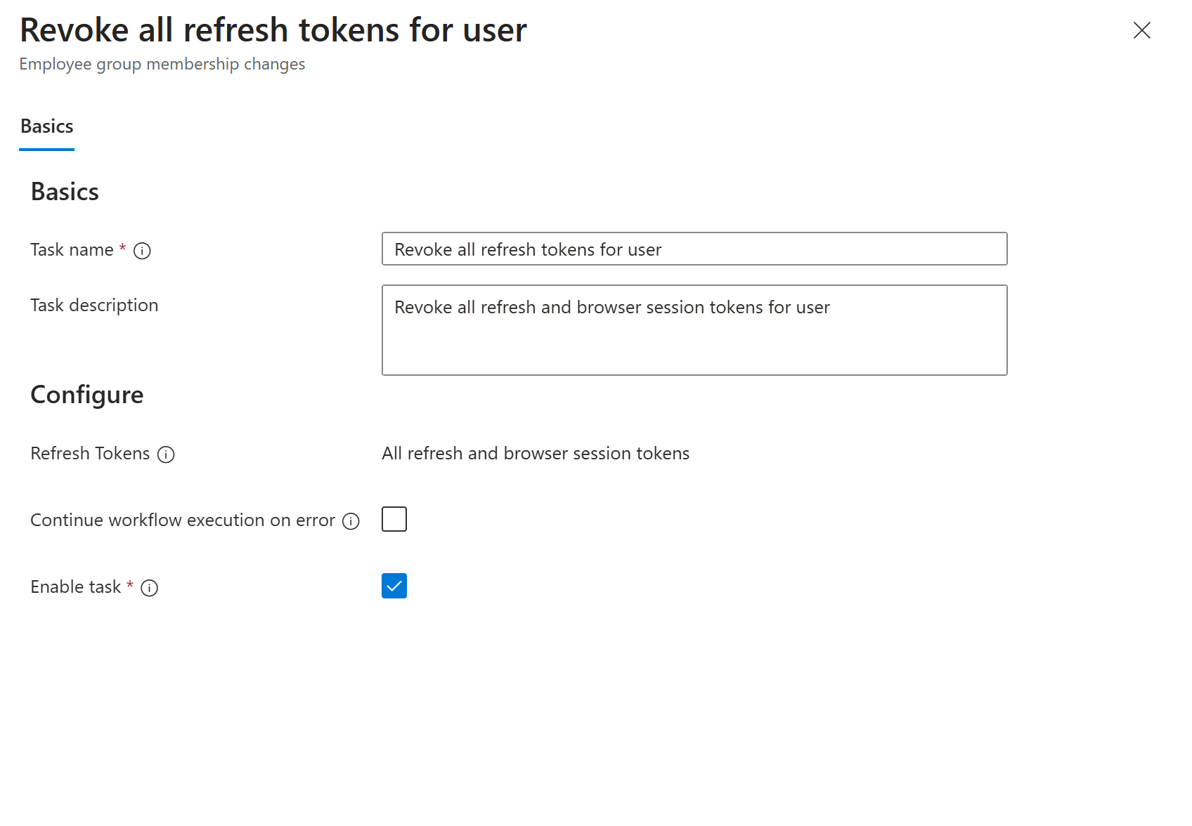Screenshot of the revoke refresh tokens task.