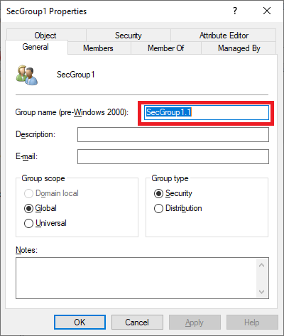 Screenshot of how to change the object name.