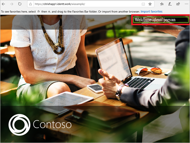 Test Page Screenshot of Citrix ADC SAML Connector for Microsoft Entra configuration - A test page in a web browser