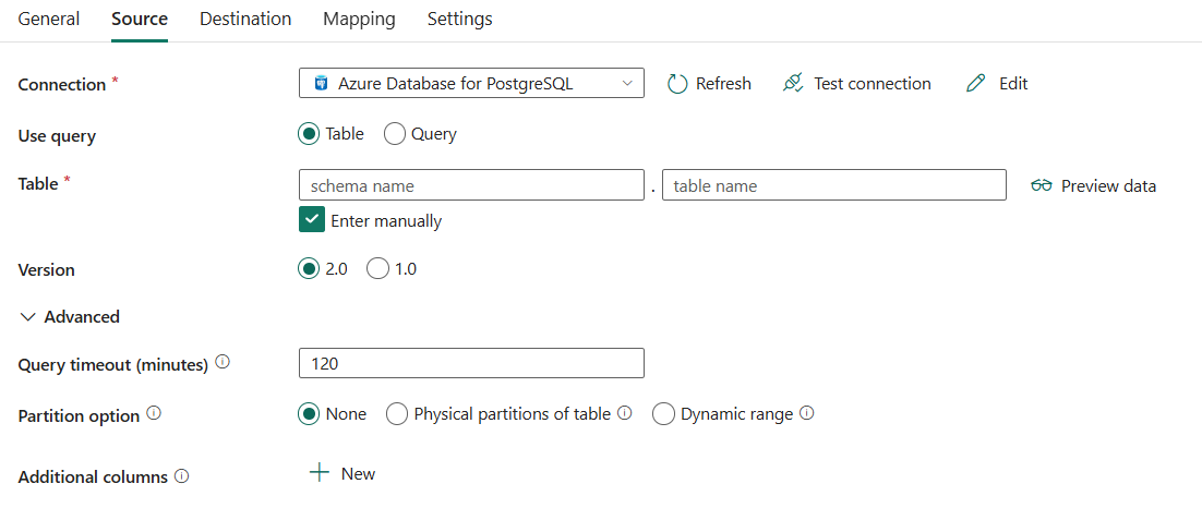 Screenshot showing source tab and the list of properties.