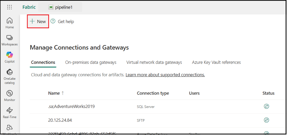 Screenshot of adding a new cloud connection.