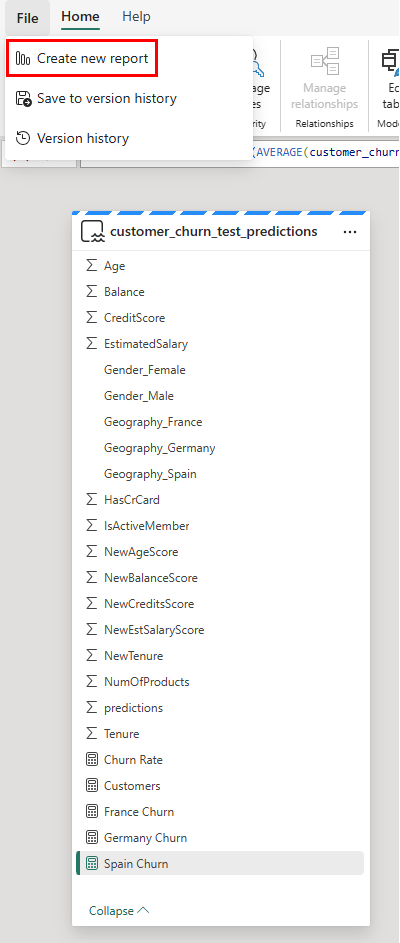 Screenshot shows how to create a report.