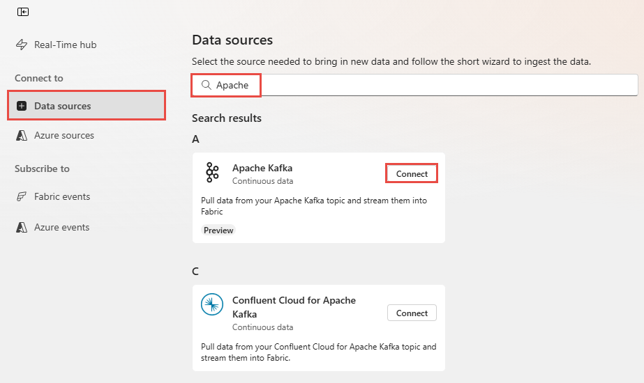 A screenshot of selecting Apache Kafka.