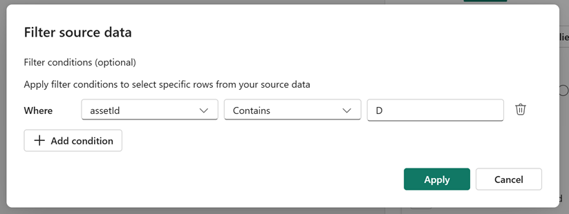 Screenshot of applying a filter to the distiller time series data.