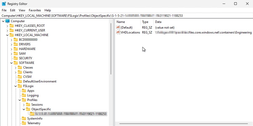 registry object specific v h d locations