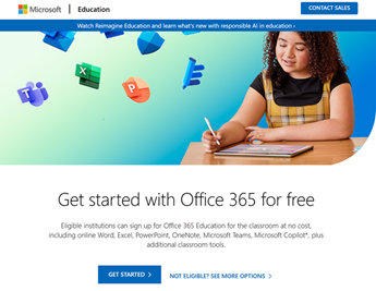 Screenshot showing get started page for education tenant.