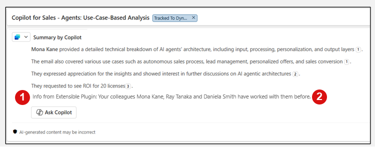 Screenshot showing insights from partner apps in the email body.