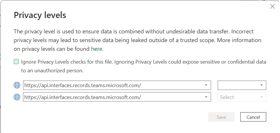 Screenshot showing data privacy screen