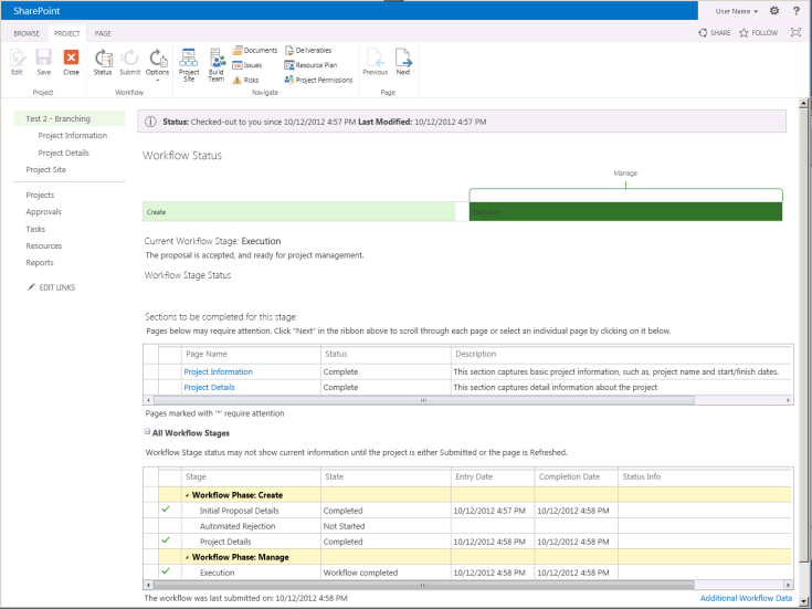 Workflow status in the Execution stage Workflow status in the Execution stage