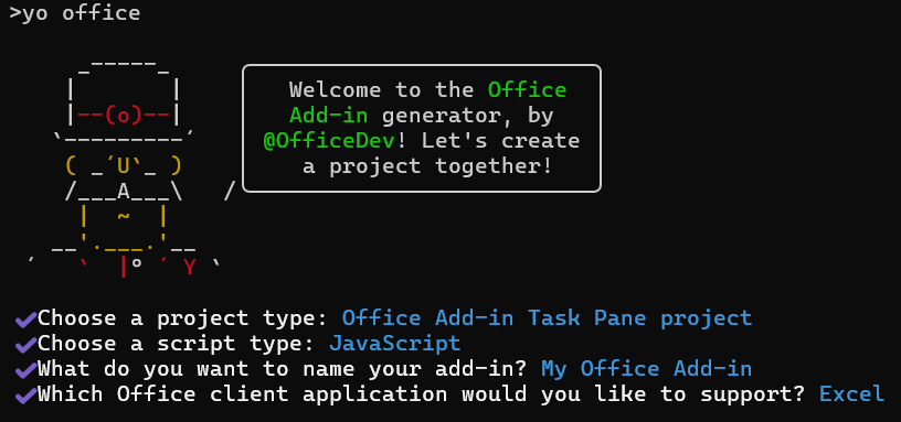 The Yeoman Generator for Office Add-ins command line interface.