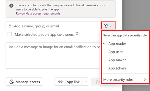 App level security roles