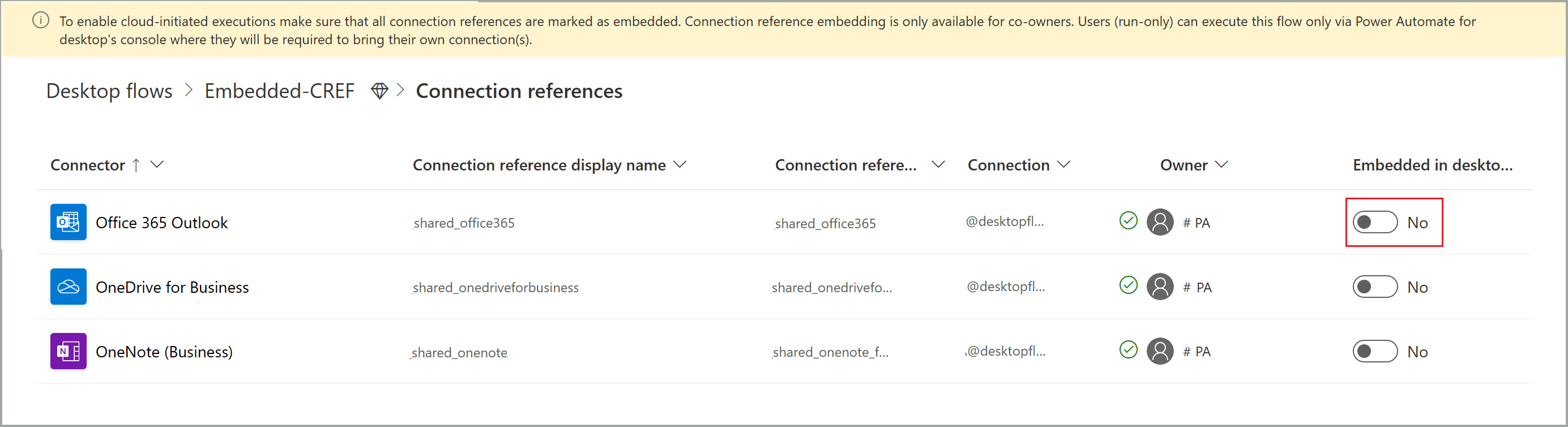 Screenshot of the Manage Connections menu.
