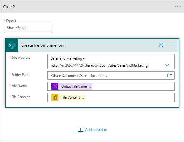 Screenshot showing the SharePoint Online save case.