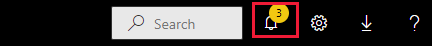 Screenshot showing the Power BI menu bar with the Search box, icon buttons, and the notification icon called out.