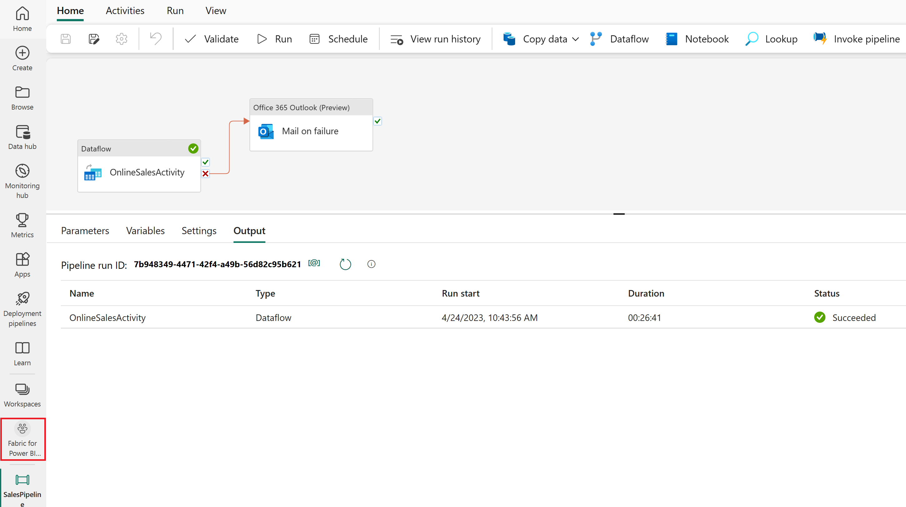 Screenshot of returning to the workspace.