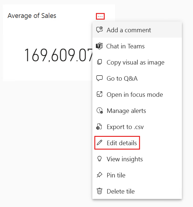 Screenshot that shows how to open the details for a tile on the dashboard.