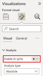 Screenshot of disabling the AI split in a decomposition tree.