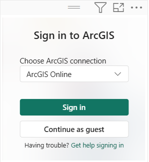 Screenshot of the sign in to ArcGIS prompt.