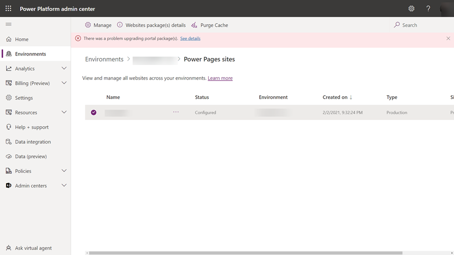 Notification of package update errors Notification of package update errors.