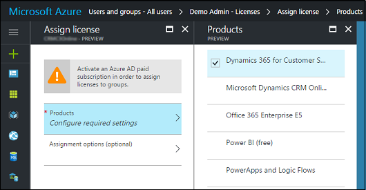 Click Assign to see the list of licenses Click Assign to see the list of licenses.