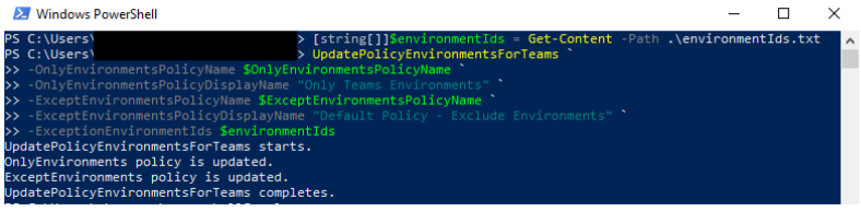 Replace environments in exclusion list Replace environments in exclusion list.