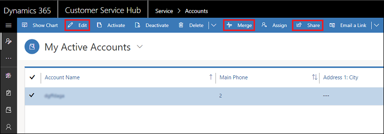 Commands on command bar Commands on command bar.