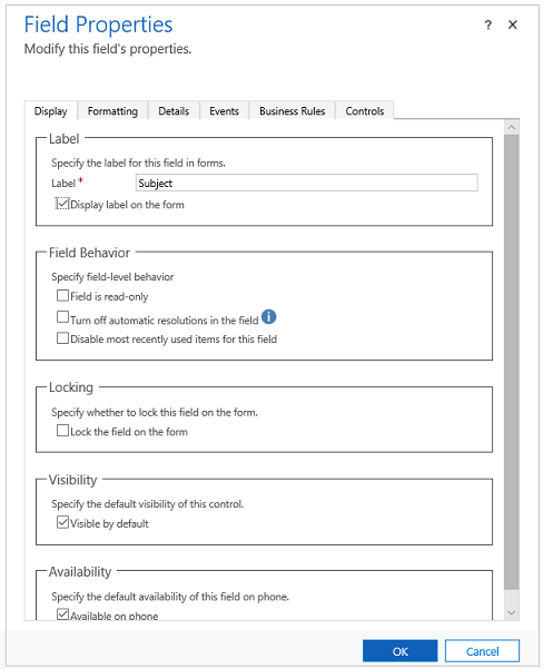 Common form data column properties in solution explorer Common column properties in solution explorer.