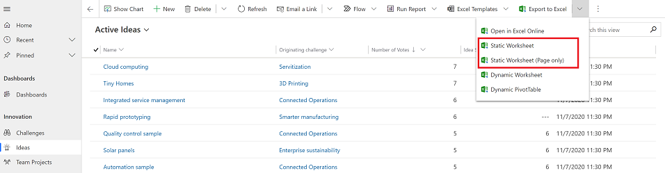 Export to Excel static worksheet Export to Excel static worksheet.