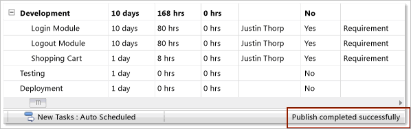 TFS-PS_PP_Published Publishing progress appears in status bar