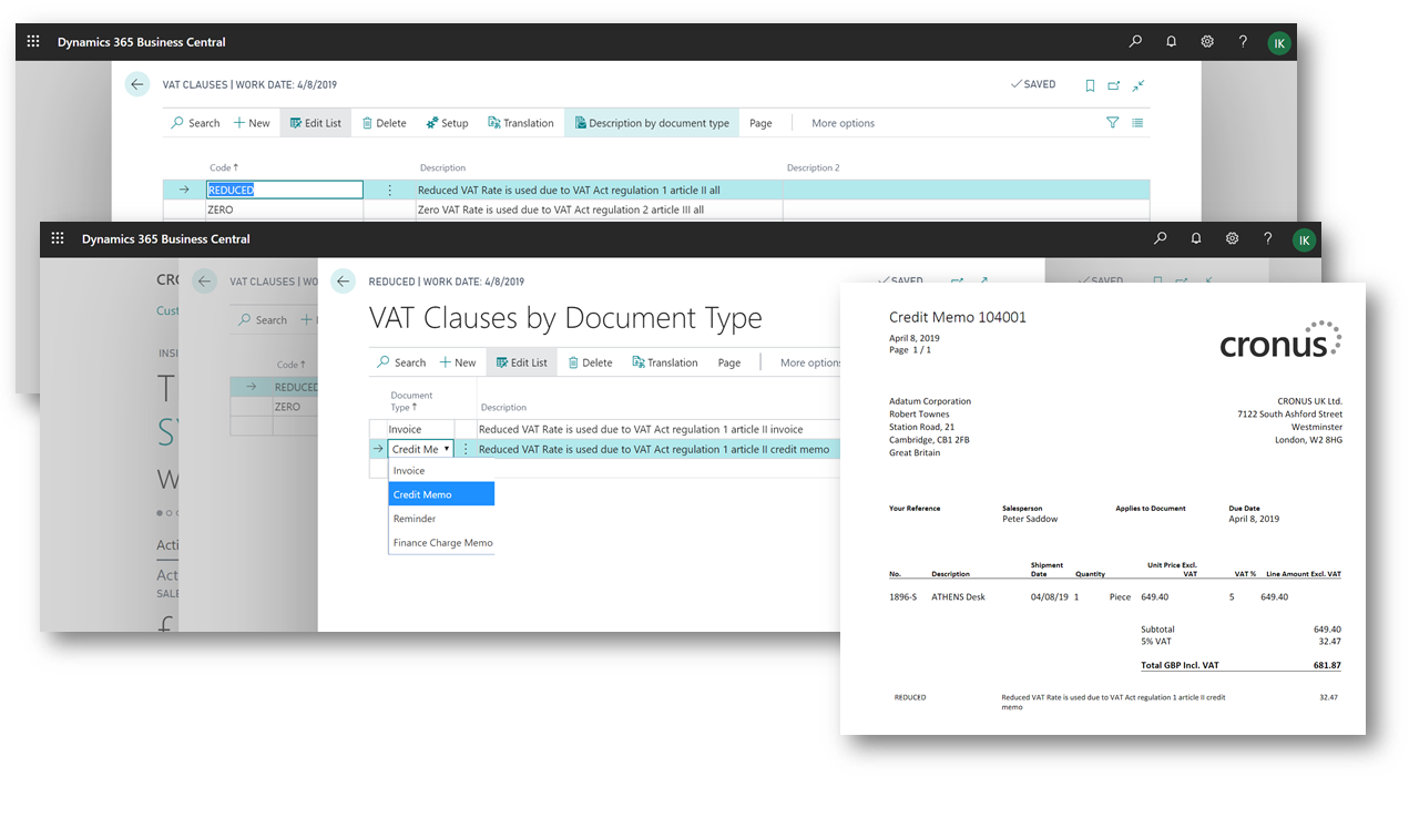 Different VAT clauses Different VAT clauses