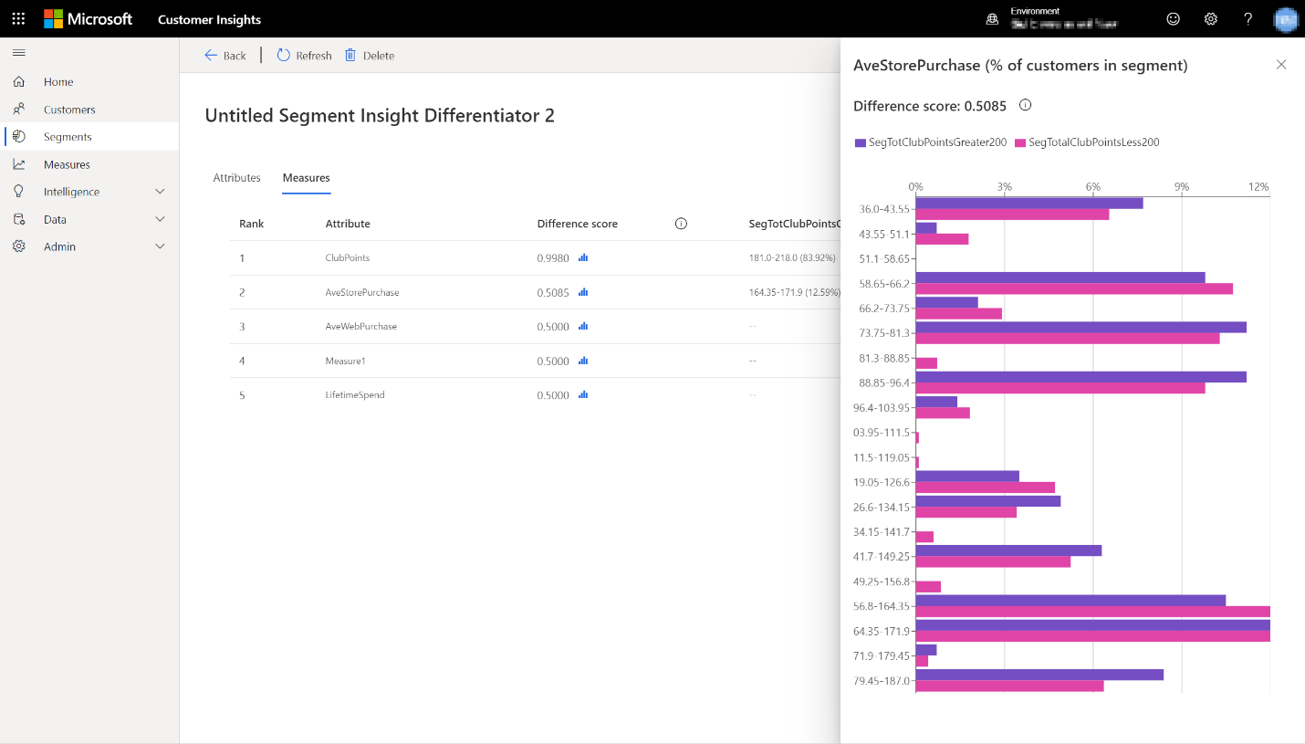 Visual of segment differentiator screen Visual of segment differentiator screen